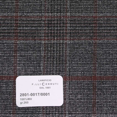2801-0017/0001 Cerruti Lanificio - Vải Suit 100% Wool - Nâu Caro Xám